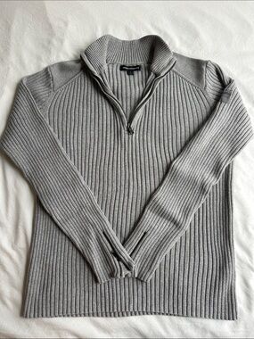 Express Ribbed Quarter-Zip Sweater - Light Gray